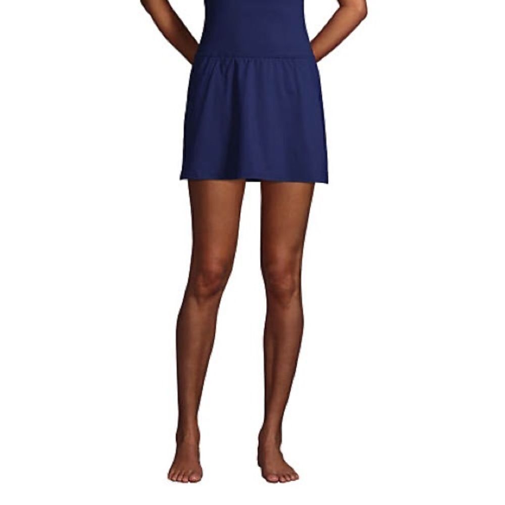 Land’s End Women's High Waisted Modest Swim Skirt Swim Bottoms • Navy • 4 • NWT